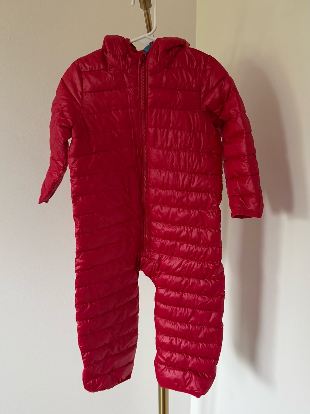Kids Primary Red Hooded Puffer One-Piece